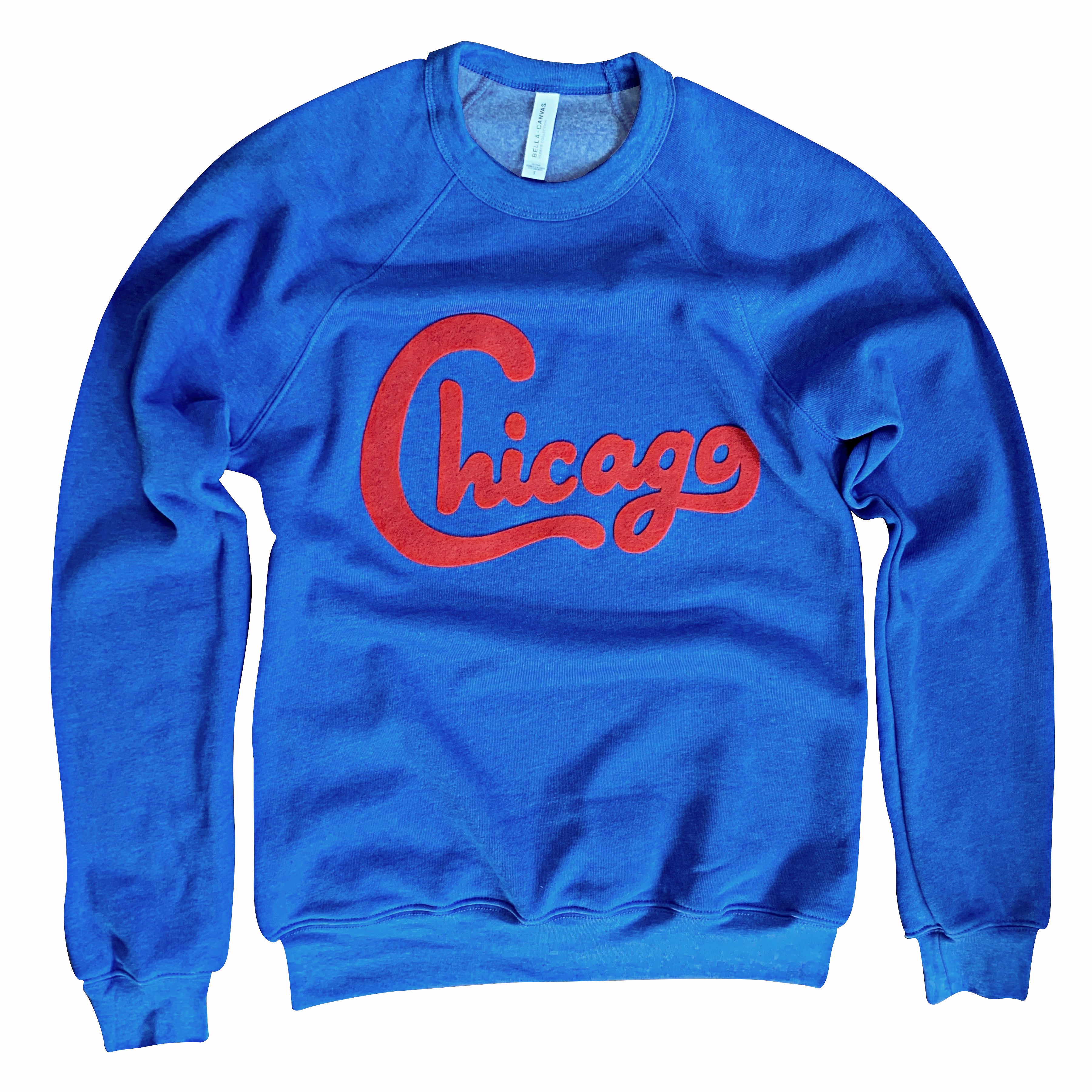 Chicago Blue Felt Applique Crewneck