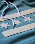 Chicago Flag Felt Applique Blue Hoodie