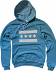 Chicago Flag Felt Applique Blue Hoodie