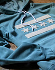 Chicago Flag Felt Applique Blue Hoodie