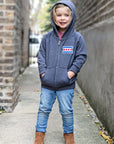 Navy Chicago Flag Patch Kids Hoodie