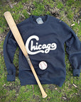 Chicago Black Felt Applique Crewneck