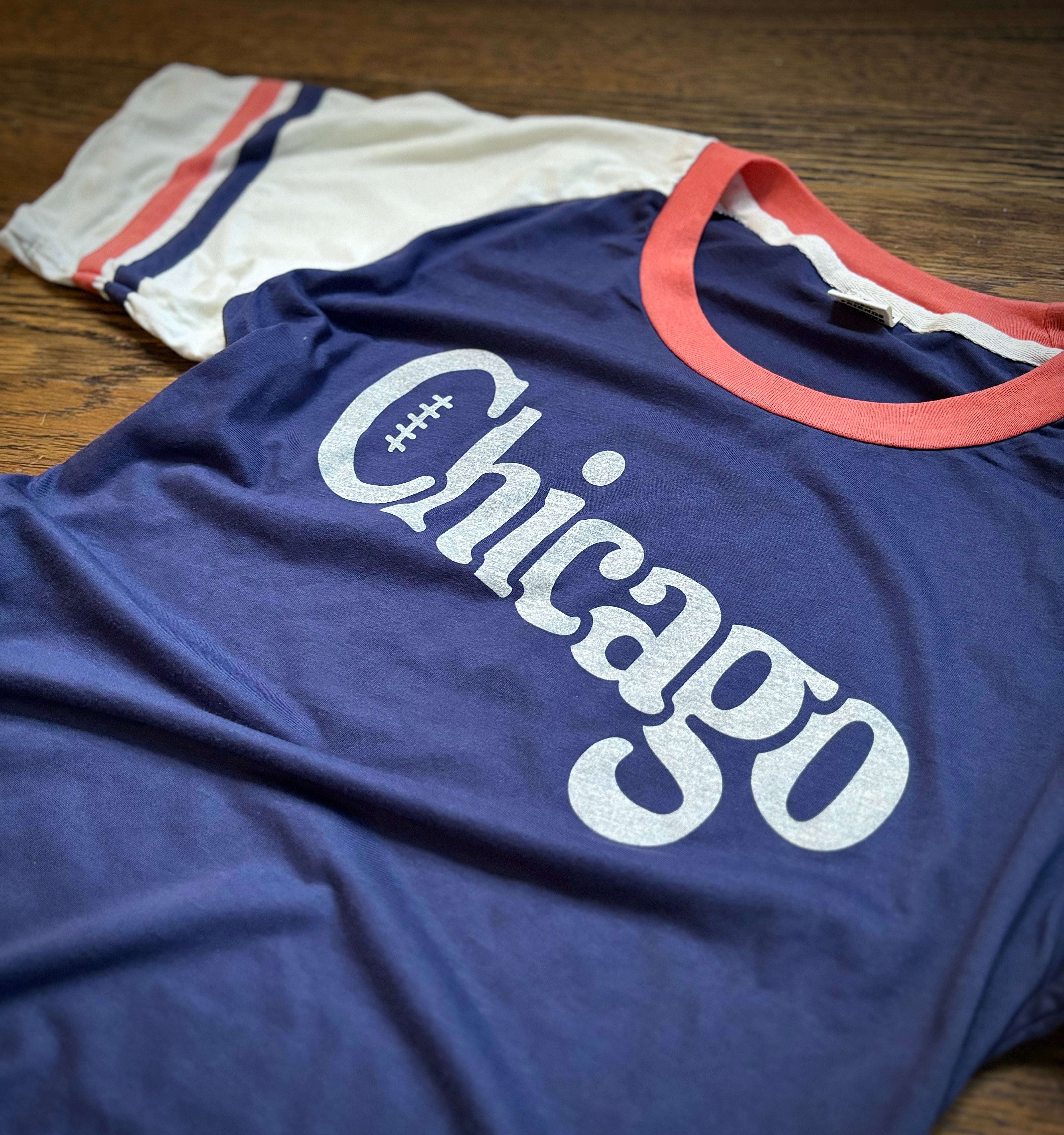 Retro Chicago Football Custom Ringer T-Shirt