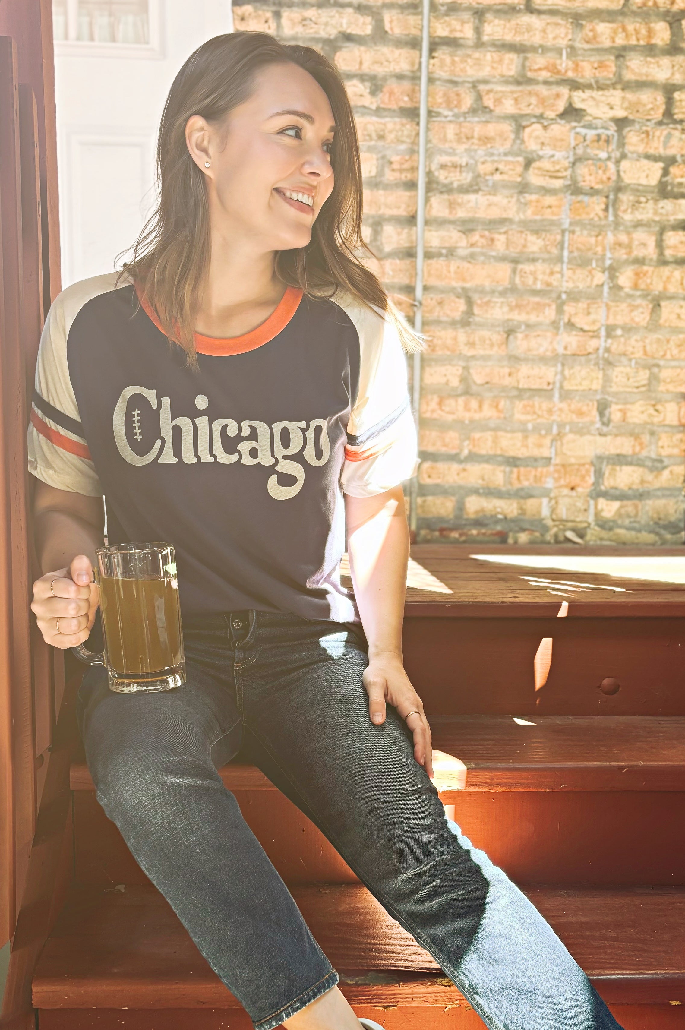 Retro Chicago Football Custom Ringer T-Shirt