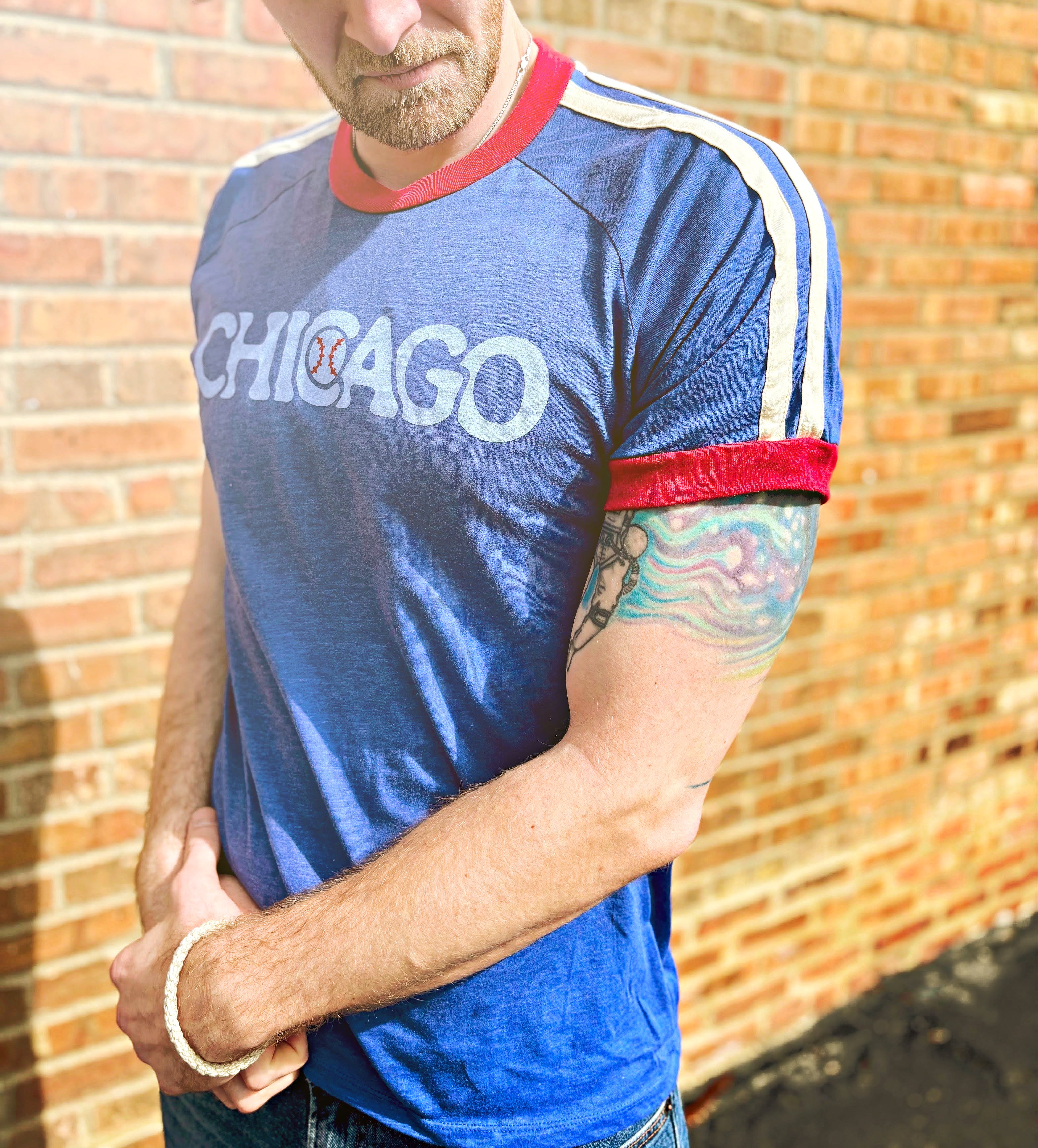Retro Chicago Baseball Custom Ringer T-Shirt - Chitown Clothing