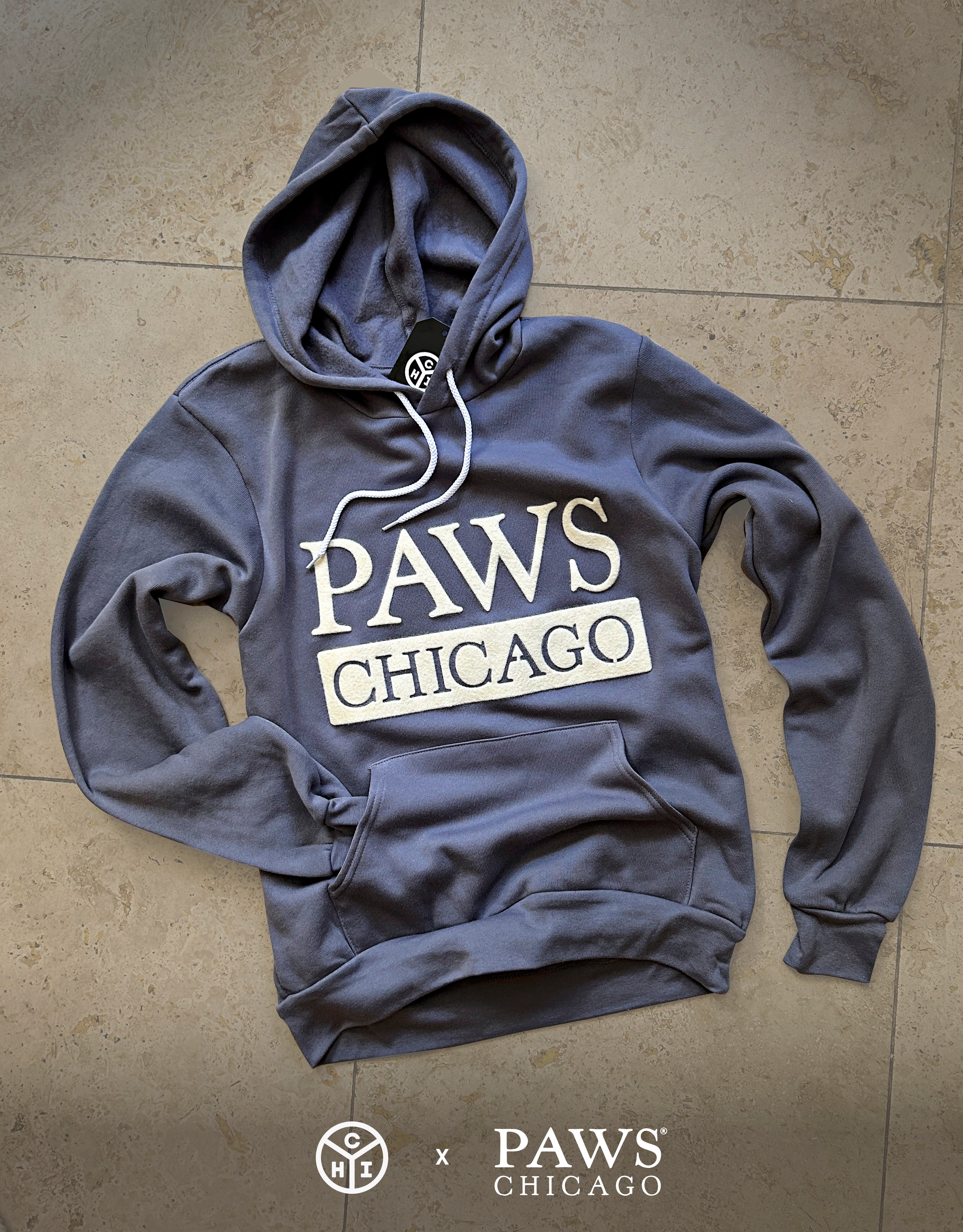 PAWS Gray Script Applique Hoodie