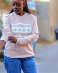 Chicago Flag Felt Applique Peach Crewneck