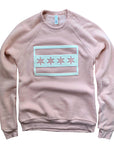 Chicago Flag Felt Applique Peach Crewneck