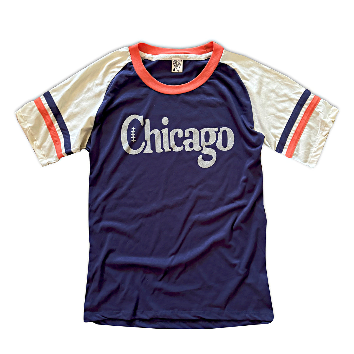 Retro Chicago Football Custom Ringer T-Shirt - Chitown Clothing