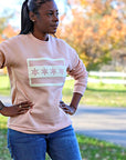 Chicago Flag Felt Applique Peach Crewneck