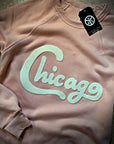 Chicago Felt Applique Peach Crewneck