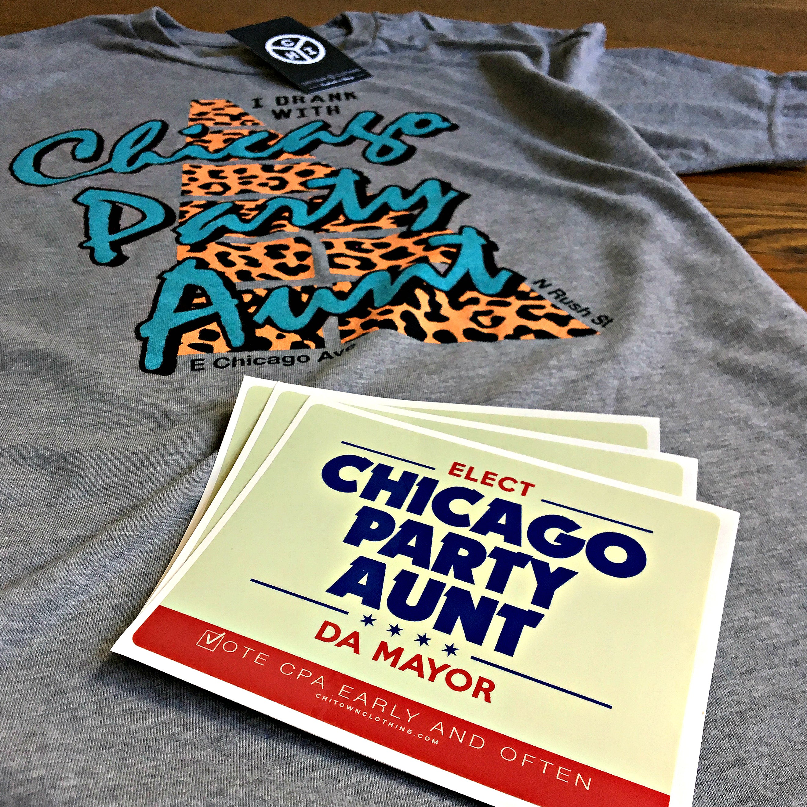 Chicago Party Aunt Sticker And T-Shirt