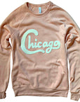 Chicago Felt Applique Peach Crewneck