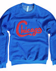 Chicago Blue Felt Applique Crewneck