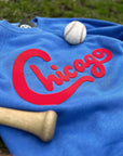 Chicago Blue Felt Applique Crewneck