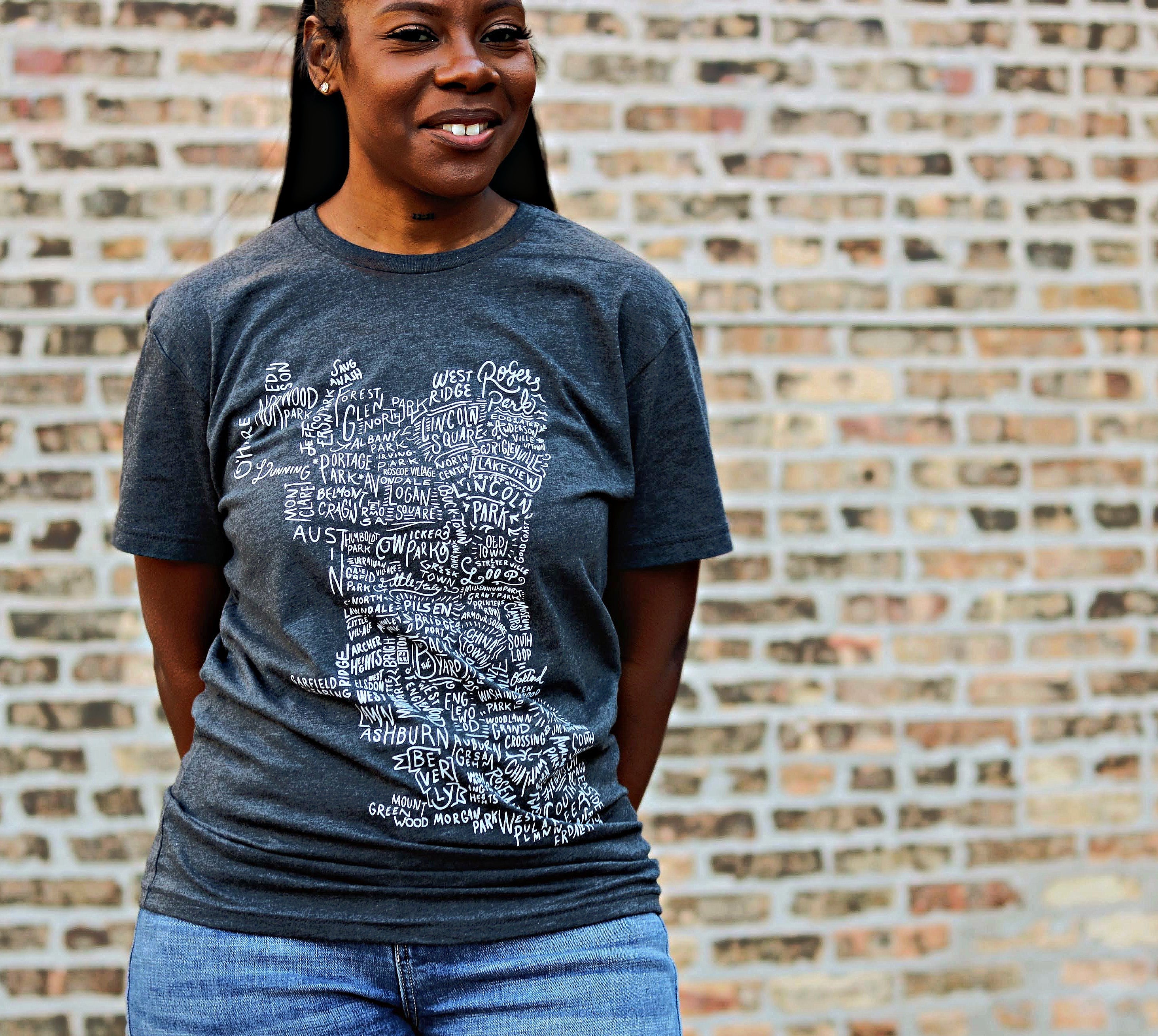 Chicago Neighborhoods Map Tshirt