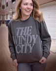 Windy City Black Puff Crewneck