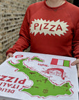 Pizza Felt Applique Crewneck Sweatshirt