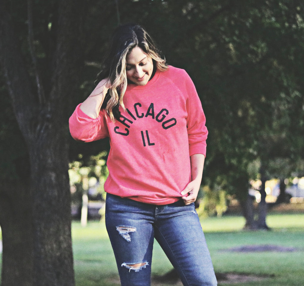 Chicago Football Felt Applique Crewneck - Chitown Clothing M