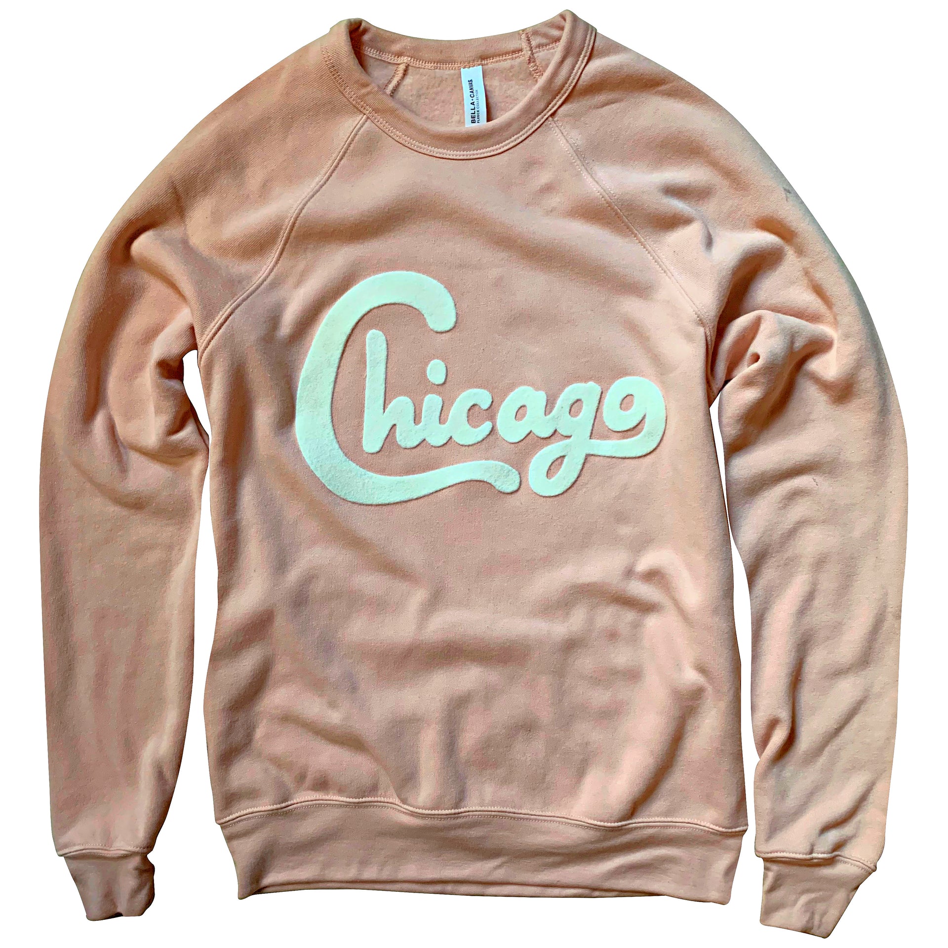 Chicago Felt Applique Peach Crewneck